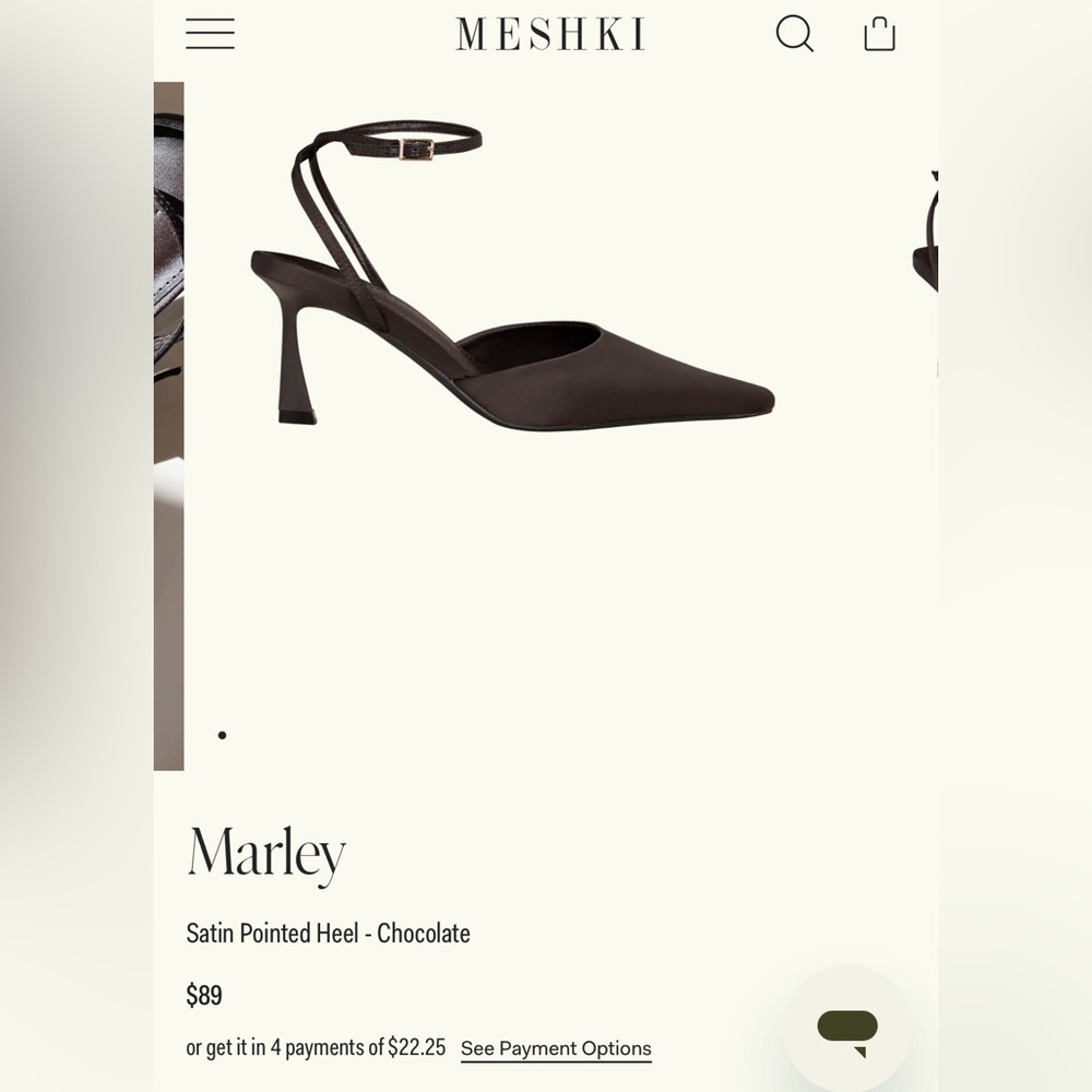 Meshki Chocolate Satin Pointed Heels